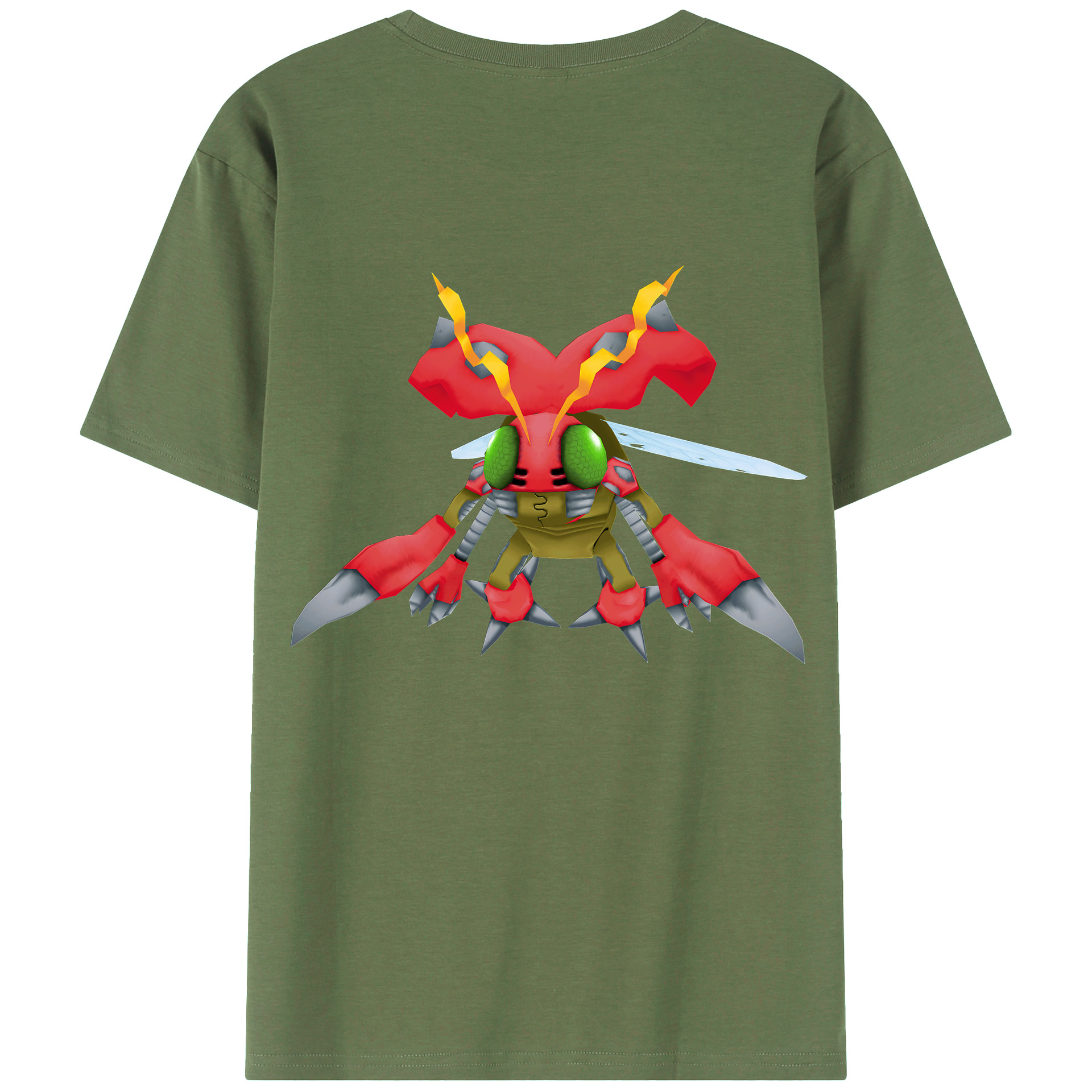 （画像用） Digimon デジタルモンスター/デジモン 綿100％ メンズ半袖Tシャツ（バックプリント） 通気性